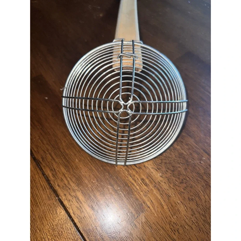 Farberware Bao/Dumpling Wire & Bamboo Skimmer/Strainer~ Wooden Handle 14